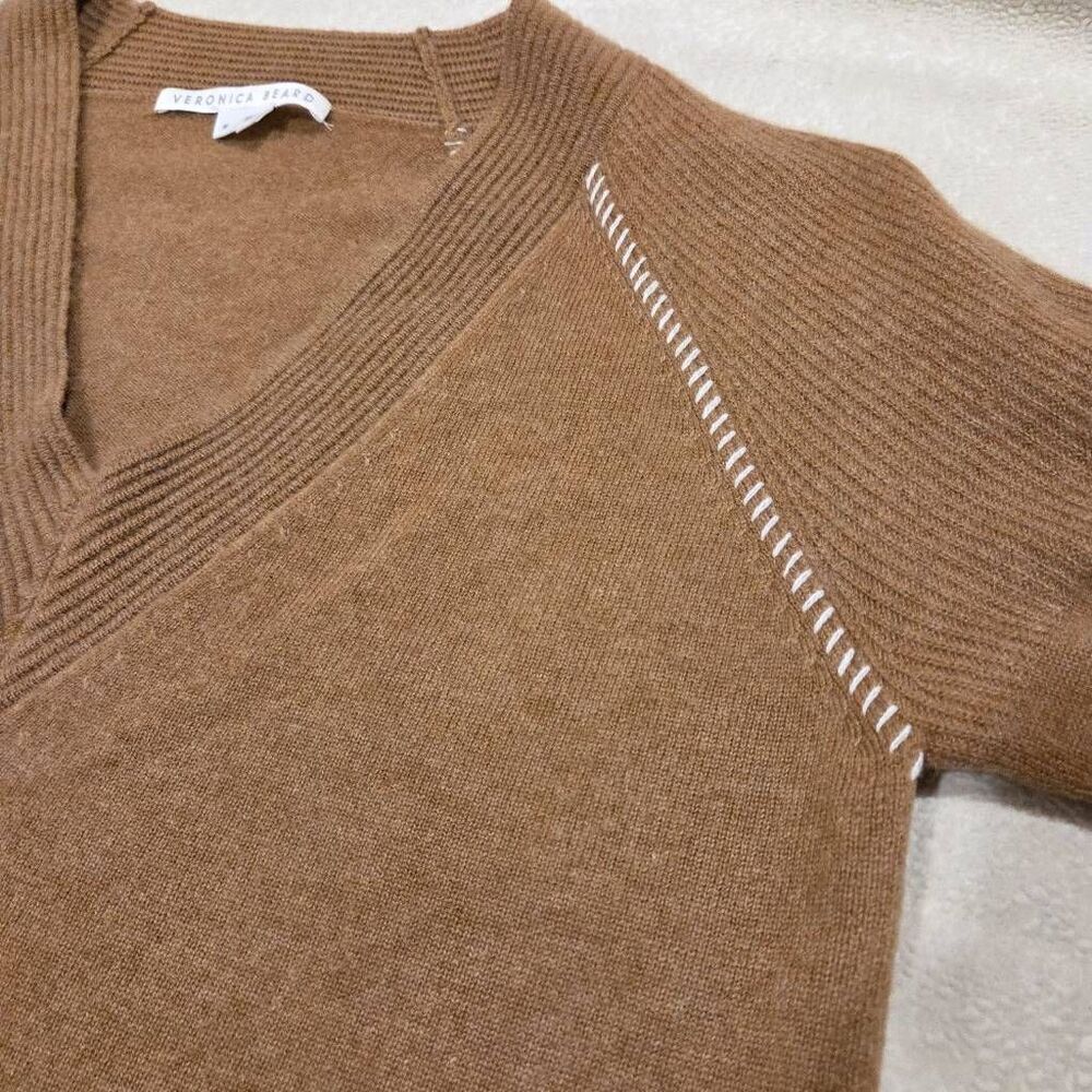 Veronica Beard Preta V-Neck Cashmere Sweater, camel size M - Picture 4 of 13